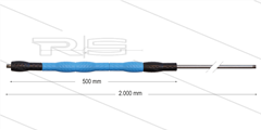Iso88 lans - L=2000mm - recht - RVS - draaibare isolatie L=500mm - zwart/blauw/zwart - max 80°C