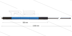 Iso77 lans - L=2000mm - recht - RVS - draaibare isolatie L=500mm - zwart/blauw/zwart - max 80°C