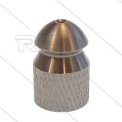 Rioolnozzle met voorboring - 0.040 - 3x naar achter + 1x naar voren - 1/4" bi - RVS