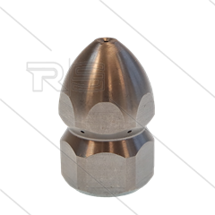 Rioolnozzle met voorboring - 0.080 - 3x naar achter + 1x naar voren - 3/8" bi - SW22 - RVS