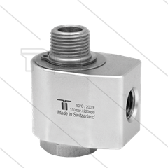 WDG Swivel - haaks - 1 lager - 3/8" bi BSP x 3/8" bu BSPT conische draad - 150 Bar - NW10 - 30 tpm - max 90°C