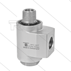 WDBL Swivel - haaks - 2 lagers - 3/8" bi BSP x 3/8" bu BSPT conische draad - 275 Bar - NW10 - 200 tpm - max 120°C