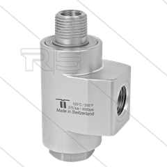 WDBS Swivel - haaks - 2 lagers - 3/8" bi BSP x 3/8" bu BSPT conische draad - 275 Bar - NW10 - 200 tpm - max 120°C