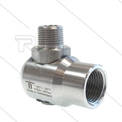 WDEI Swivel - haaks - 1 lager - 1/2" bi BSP x 3/8" bu NPT - 400 Bar - NW9 - 30 tpm - max 120°C
