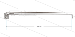 WAN - Zwenkarm wandmontage RVS binnenbuis - L=2000mm - rustpositie rechts - in 1/4" bi x uit 1/4" bu